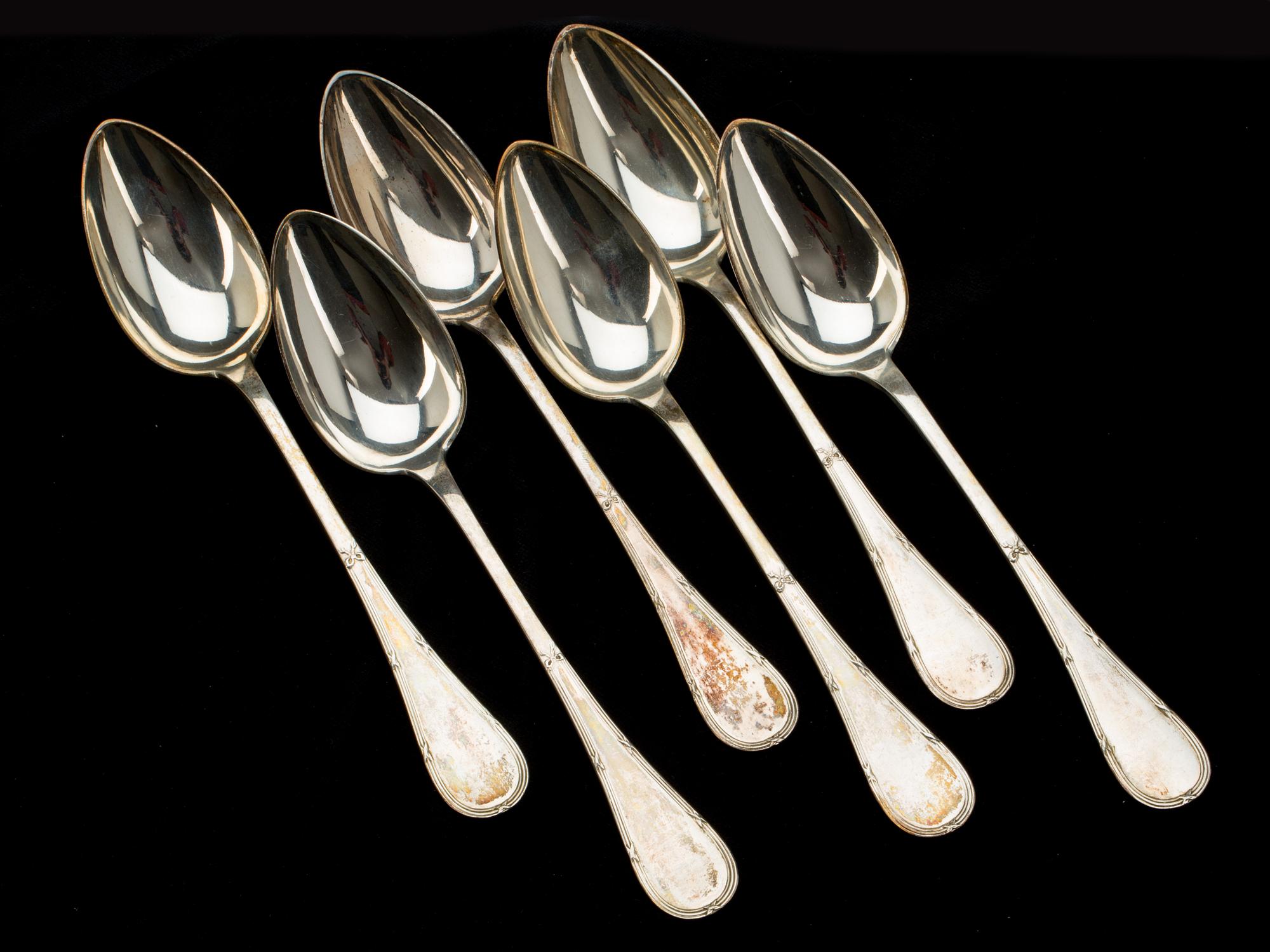 MATSKEDAR, 6 st, silver. "Rosett" B. Erlandsson, Kristianstad 1913. Ca 370g.