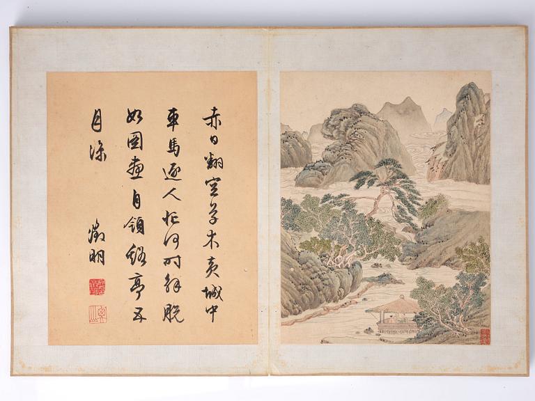 An album with 16 pages in the style of Wen Zhengming (1470–1559), Qing dynasty, 19th Century.