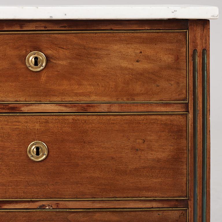 A late Gustavian mahogany, gilt-brass and marble commode by J. Hultsten (master in Stockholm 1773-94).