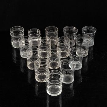 A set of 15 water glasses, 18/19th Century.