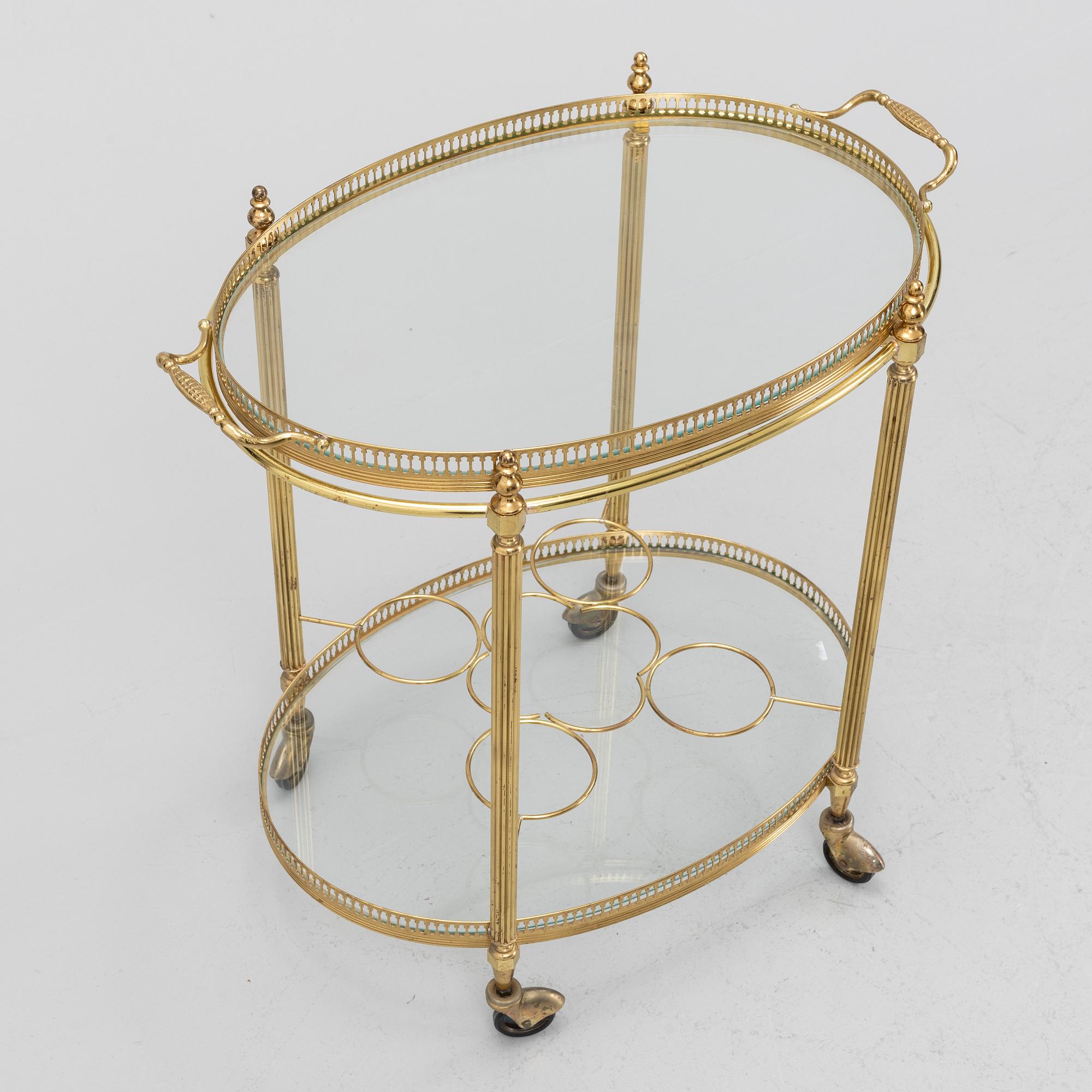A brass and glass trolley, second part of the 20th Century.