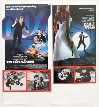 2 Swedish movieposters James Bond "Iskallt uppdrag" (The living daylighgts), "Tid för hämnd" (License to kill),1987/1989.