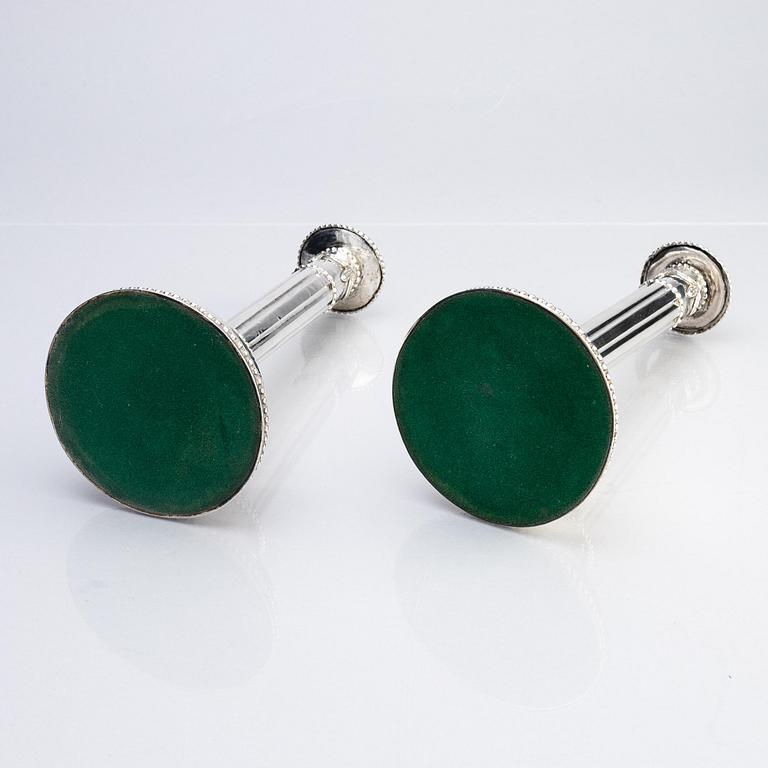 A pair of Swedish 18th century silver candlesticks, marks of Fredric Meyer, Karlshamn 1787.