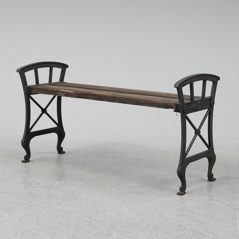 An iron garden bench by Folke Bensow, Näfveqvarns Bruk, early 20th Century.