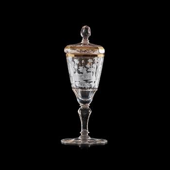 1522. A Bohemian goblet with cover, 18th Century.