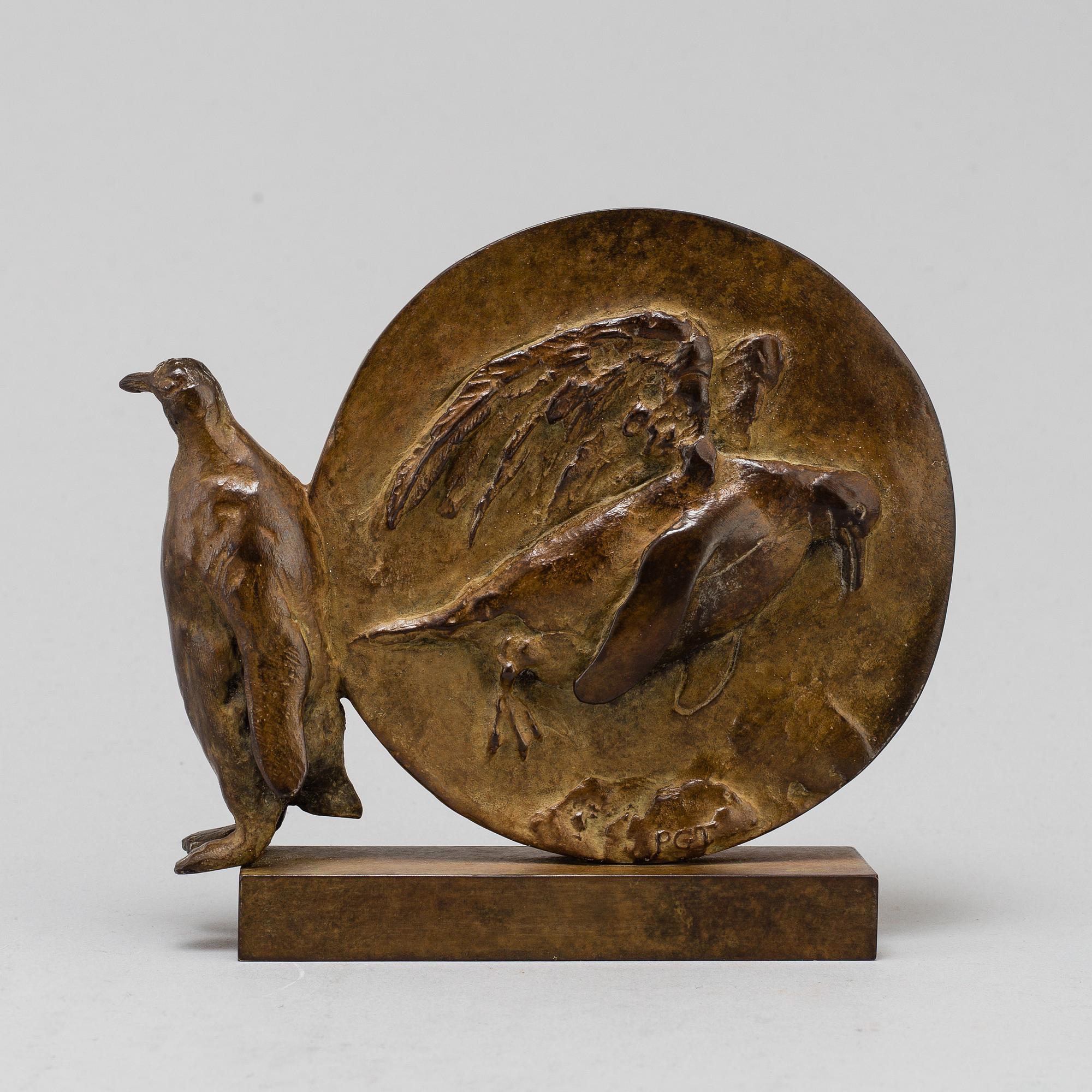 PG THELANDER, Sculpture medal, bronze. Signed, foundry mark. Height 12.5 cm.