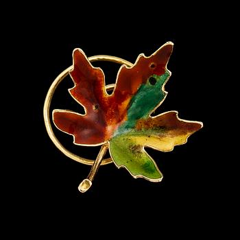 BROSCH, 18k guld samt emalj, WA Bolin, Stockholm, 1952. Vikt 3 g.