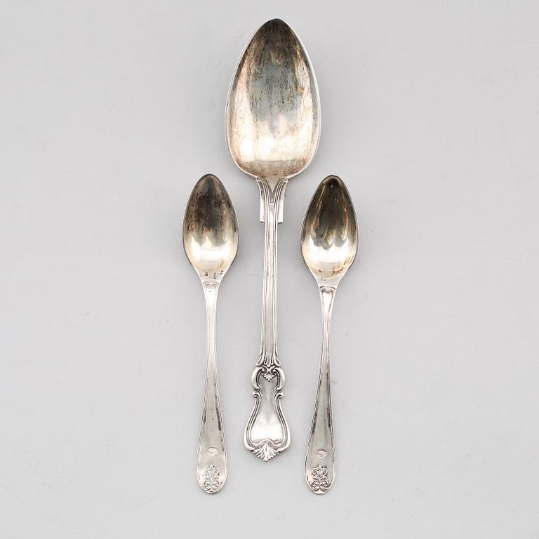 SKEDAR, 3 st, silver, 1800-/1900-tal. Vikt ca 255 g.