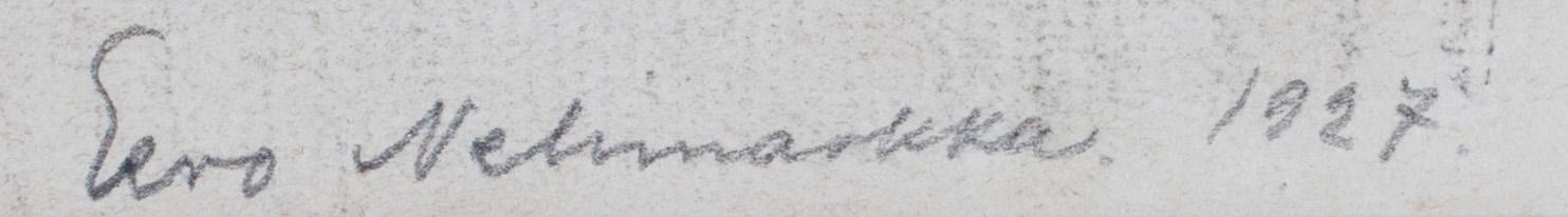 EERO NELIMARKKA, hiilipiirros, signeerattu ja päivätty 1927.