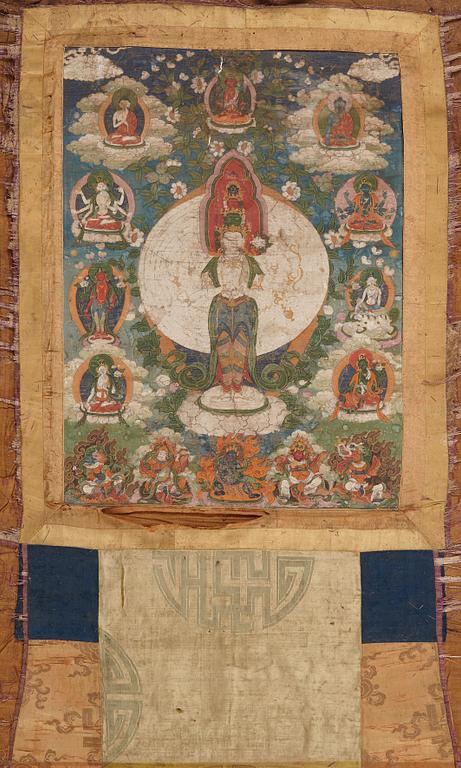 Thangka, akvarell på papper. Tibet, 1700-tal.