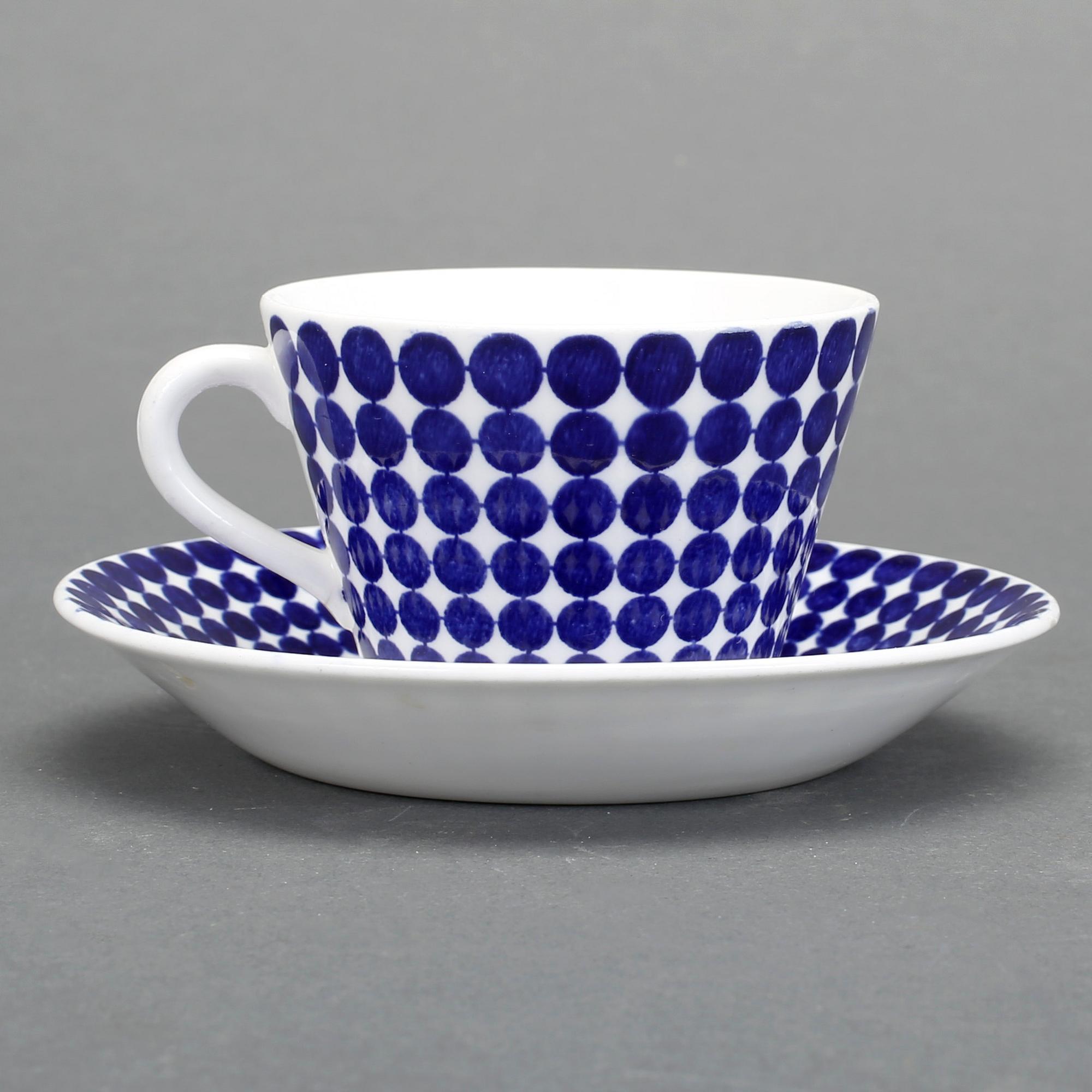 KAFFEKOPPAR med FAT, 5 st, porslin, "Adam", Stig Lindberg, Gustavsberg.