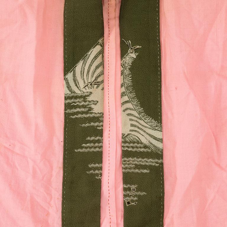 Kimono (five pieces), partially cotton, two pairs of shoes, one pair of socks, and a parasol, Japan, 20th century.