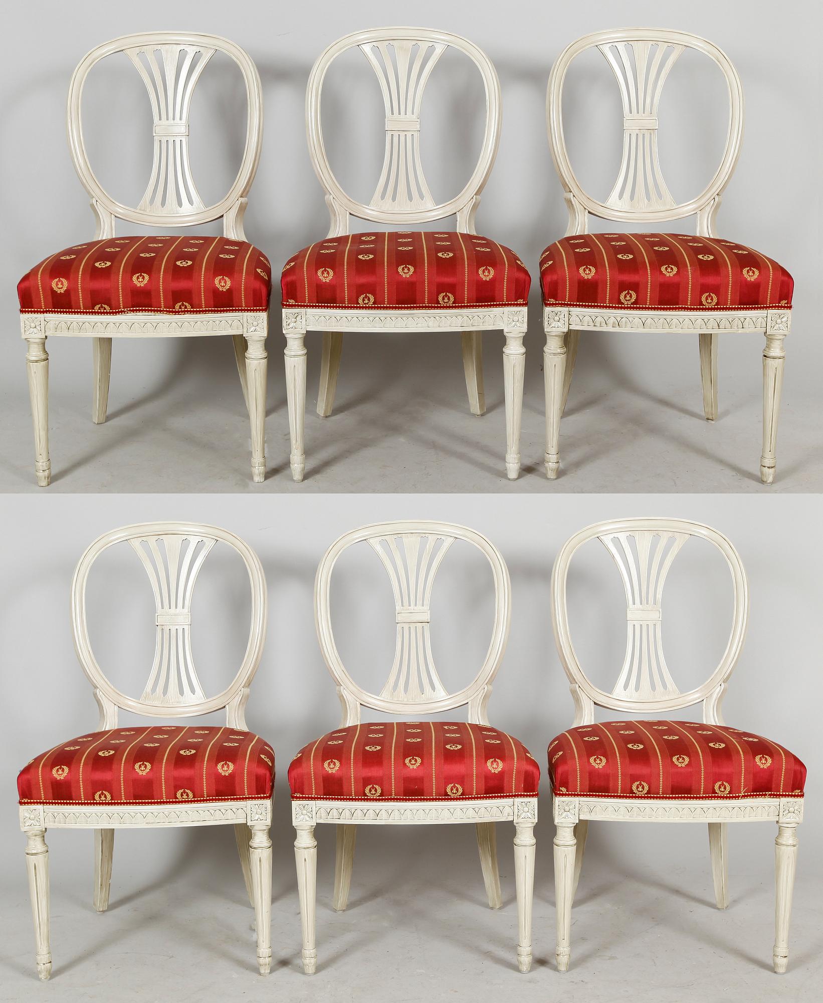 STOLAR, 6 st, gustaviansk stil, 1900-talets andra hälft.