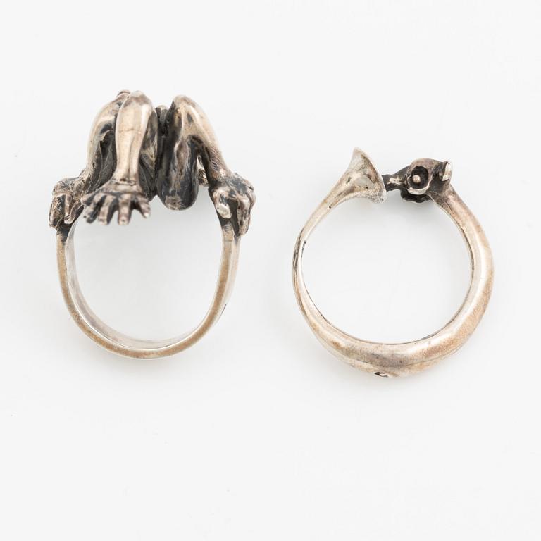 PA Lundahl-Terrs, two rings, silver, Växjö 1976.