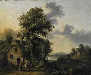 Jacob Philipp Hackert, Card players outside an inn.