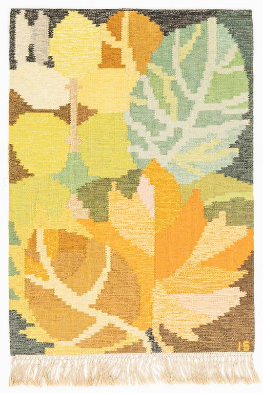 Ingegerd Silow, vävnad, "Höstlöv", rölakan 120 x 85 cm.