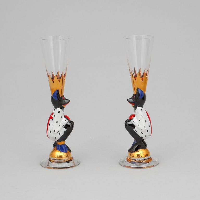 SNAPSGLAS, 2 st. Design Gunnar Cyrén ur Nobelservisen. Orrefors.