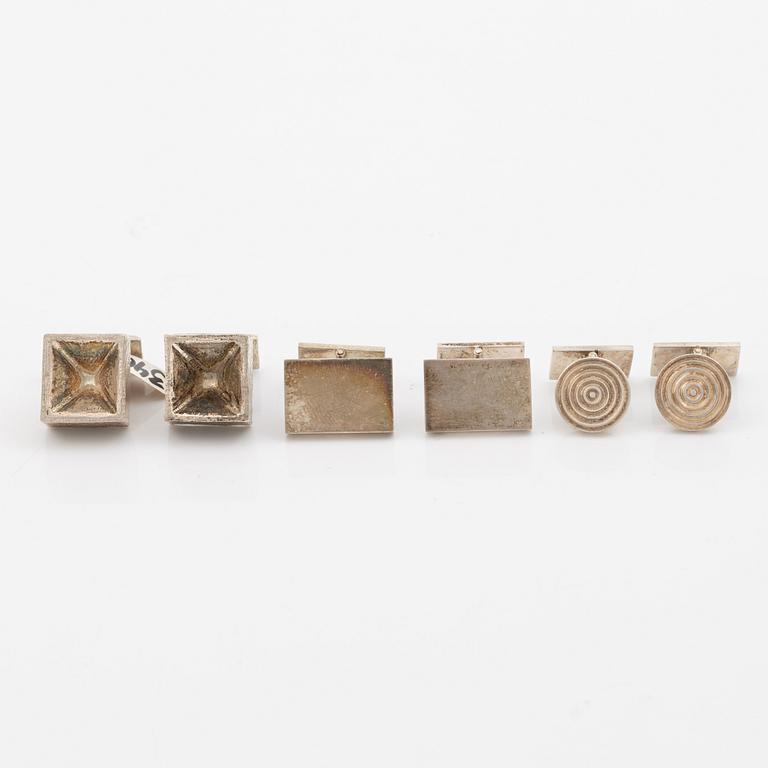 Cufflinks, three pairs, silver, Terrs.