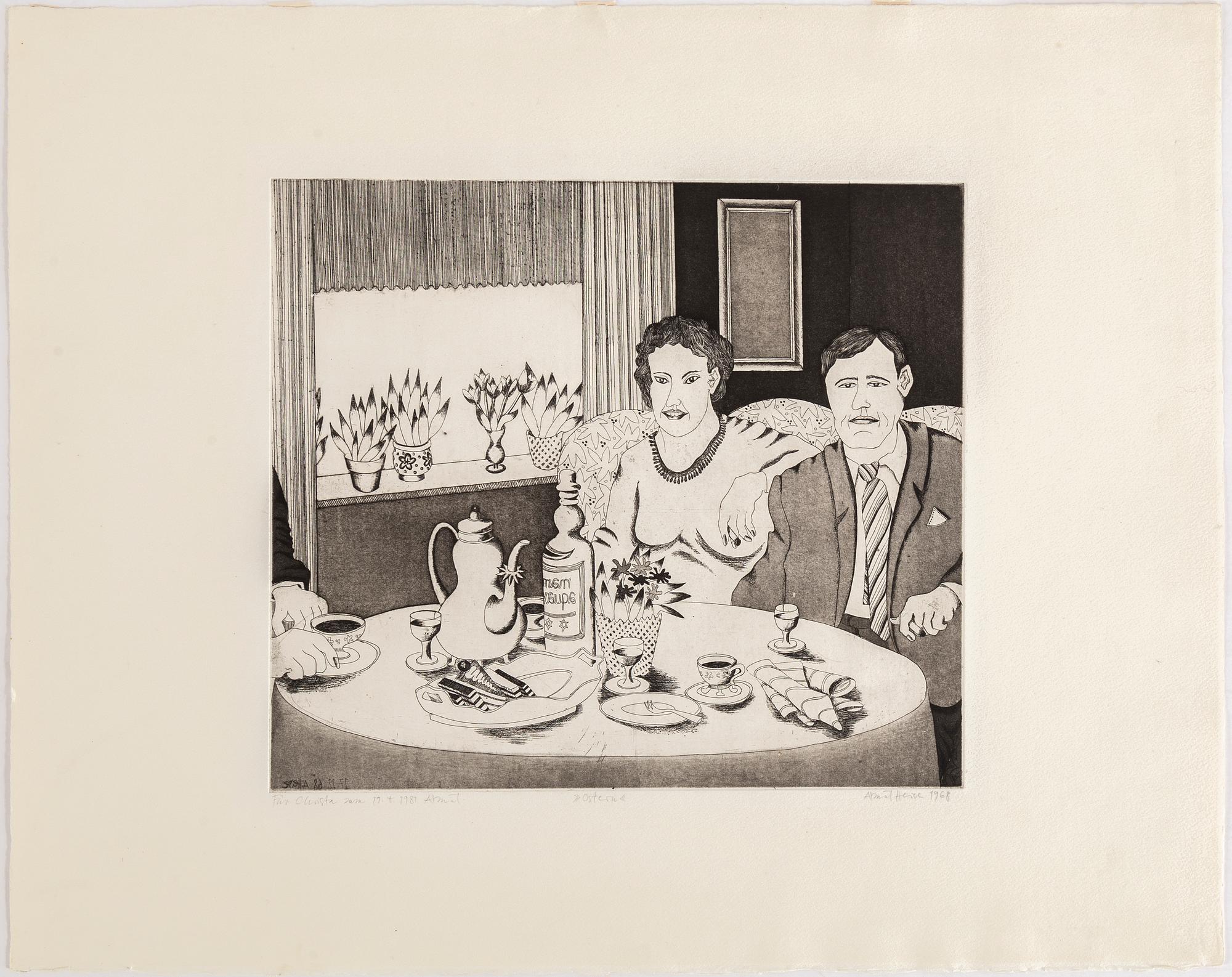 Almut Heise, étching, signed, dated 1968.