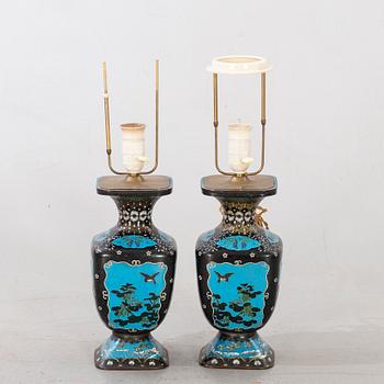A PAIR OF Japanese CLOISONNÉ TABLE LAMPS CA 1900.