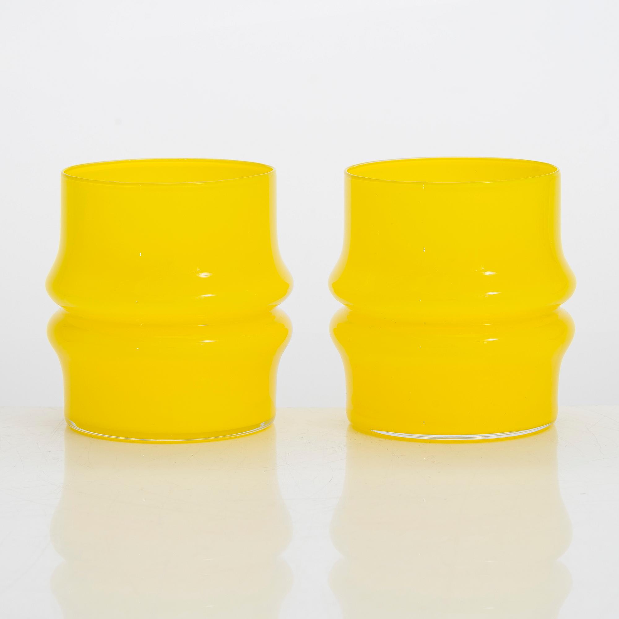 Timo Sarpaneva, dricksglas, 5 st, "Liekki-raita"(Flame stripe) ur serien Heal's. Iittala 1960-tal.