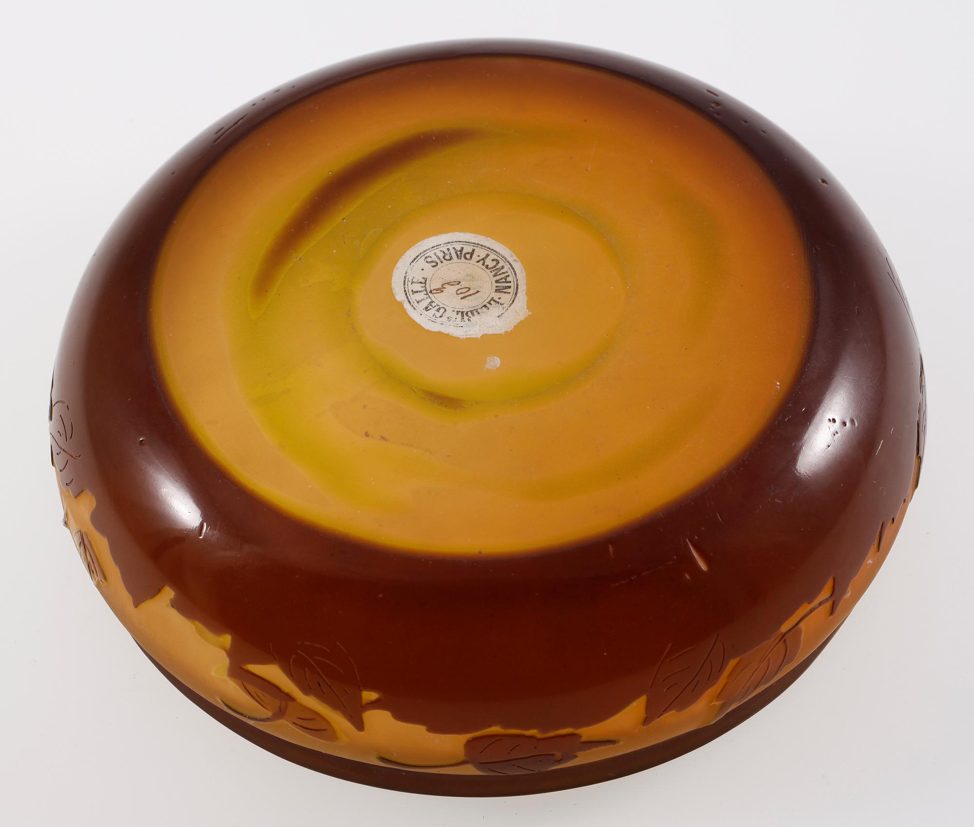 SKÅL, glas, överfång, Gallé Nancy. 1900-talets början.