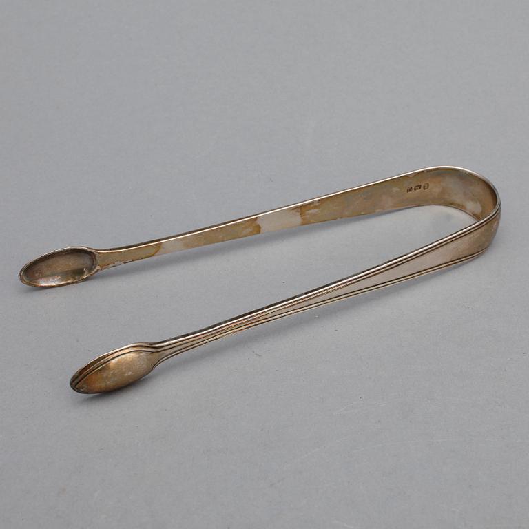 SOCKERTÅNG, silver, sannolikt Richard Crossley, London, 1835. Vikt ca 33 gram.