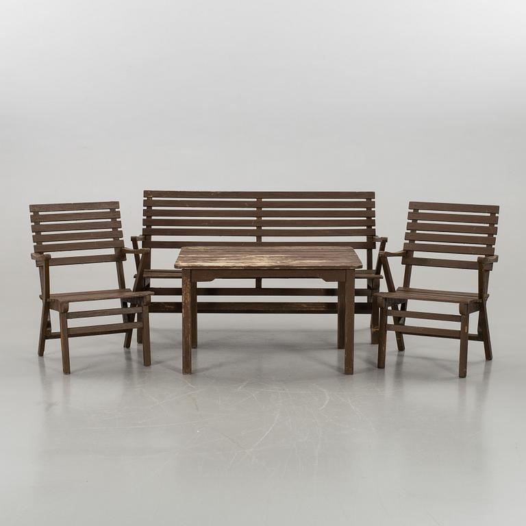 CARL MALMSTEN, garden furniture 'Bergshamra', two chairs, a sofa and a table. Mid 20 th century.