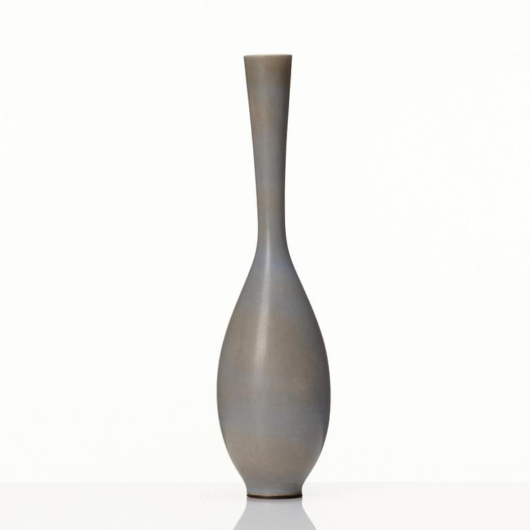 Berndt Friberg, a pale blue and beige 'rabbit's' fur glazed stoneware vase, Gustavsberg Studio 1956.