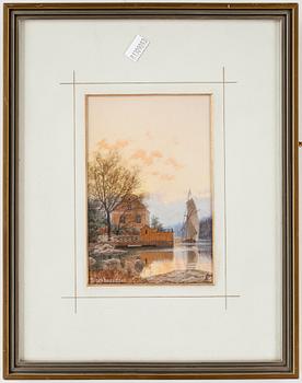 Fredrik Isberg · JOHAN FREDRIK ISBERG, akvarell, monogramsignerad.