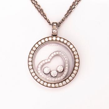 CHOPARD, A 18K white gold necklace 'Happy diamonds' with diamonds, ca 1.5 ct in total.