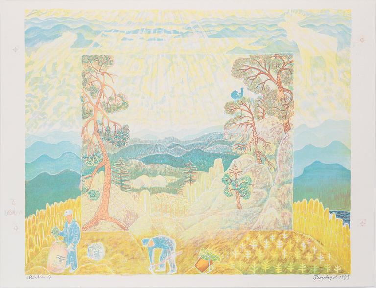 MÅRTEN ANDERSSON, 3st färglitografier, signerade, provtryck, daterade 1983 resp 1986.