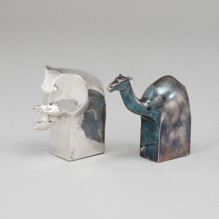 Two electro plated zinc figurines from Dansk Designs, Japan.