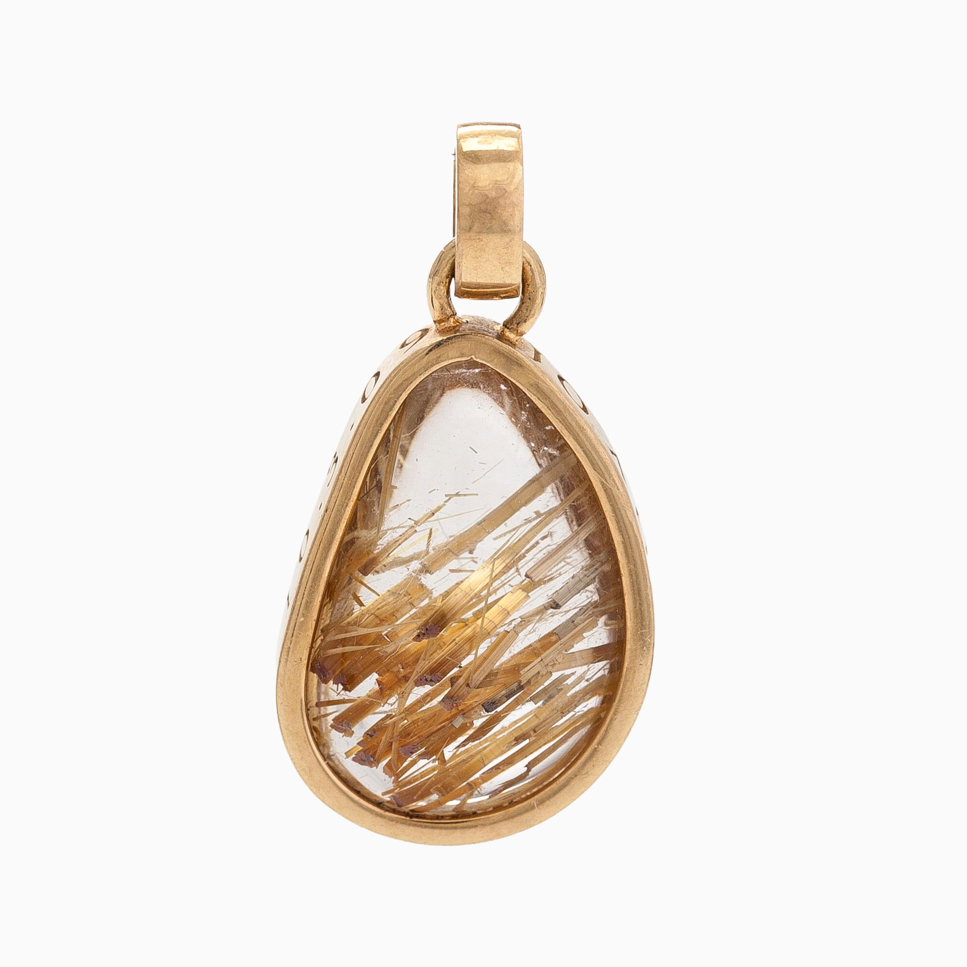 Hänge, rutilkvarts, diamanter, 18K guld.