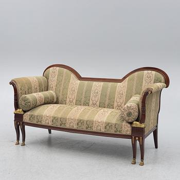 Soffa, 2 stolar, bankett, bord,  empirestil, 5 delar, 1900-tal.