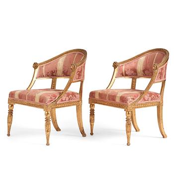 58. A pair of late Gustavian armchairs, late 18th century.