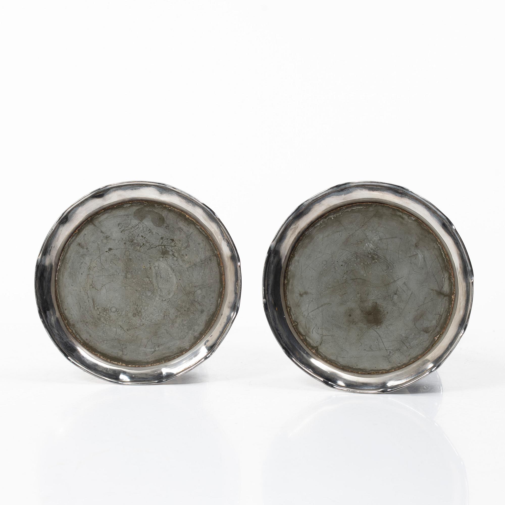 Tage Göthlin, candlesticks, a pair, silver, Baroque style, Tenn & Silver Ab, Gothenburg, 1965.
