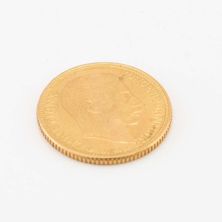 Gold coin 10 kr Christian X, Denmark 1917.