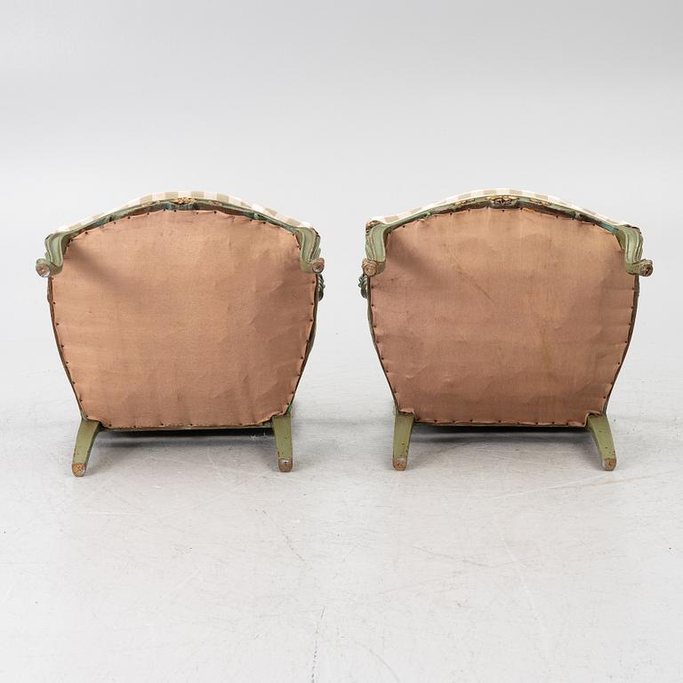 Armchairs, a pair, Rococo style, early 20th century.