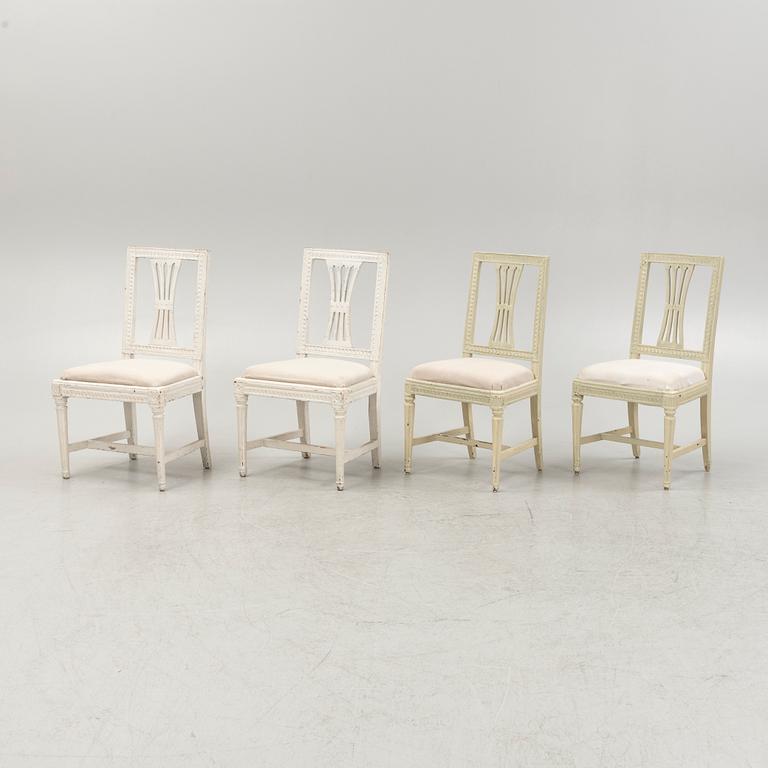 Stolar, 4 st, sengustavianska, omkring år 1800.