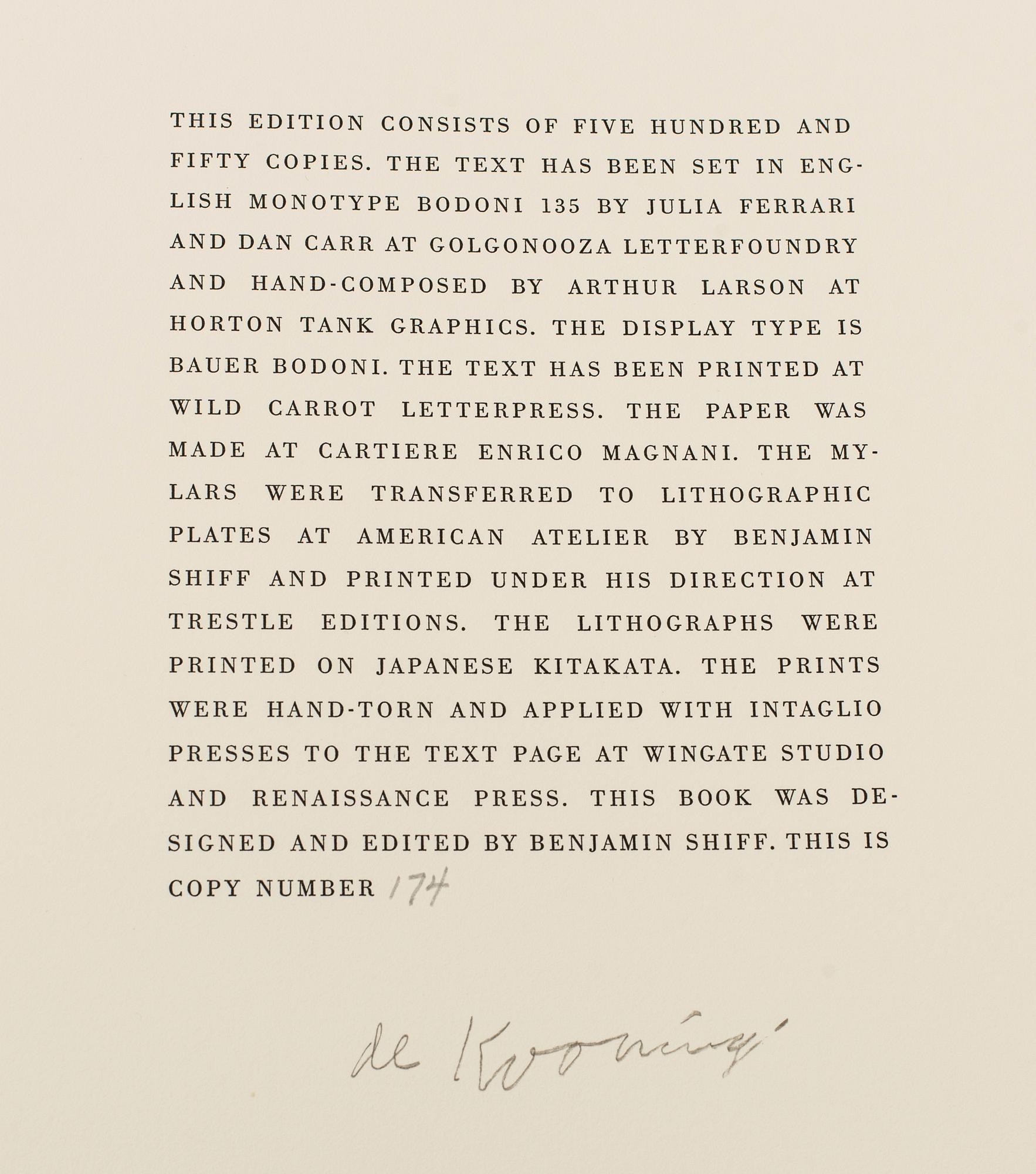 WILLEM DE KOONING, Poems by Frank O'Hara with litographs by Willem De Kooning, signerad och numrerad 174/550.