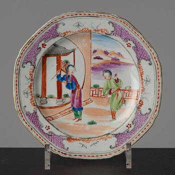 A set of 13 famille rose dessert plates, Qing dynasty, late 18th Century.