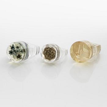 Siv Lagerström, three acrylic rings, 1970s.