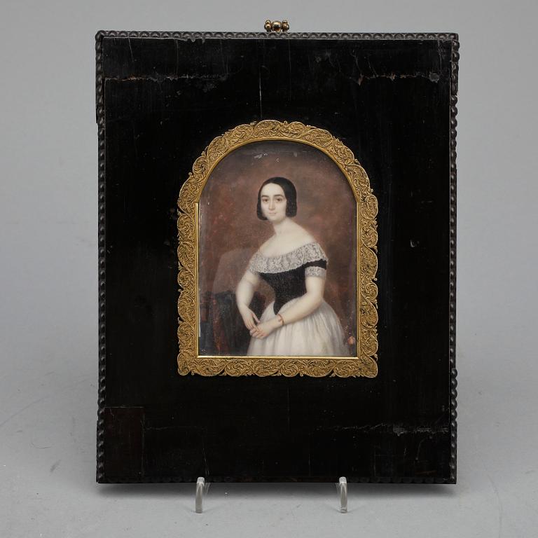 OKÄND KONSTNÄR, miniatyrmålning, troligen signerad H Bosson, daterad 1840.