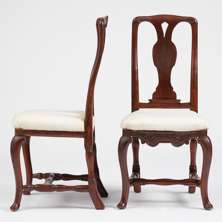Stolar, sex stycken, Stockholmsarbeten, 1700-taleta senare del, Rokoko.