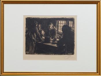 Anders Zorn, etsning, 1905, signerad.