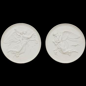 BERTEL THORVALDSEN, reliefer ett par, Royal Copenhagen, 1800-tal.
