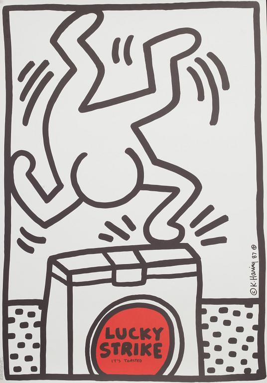 KEITH HARING, efter, "Lucky Strike", tryckt av Albin Uldry Switzerland, signerad och daterad i trycket -87.