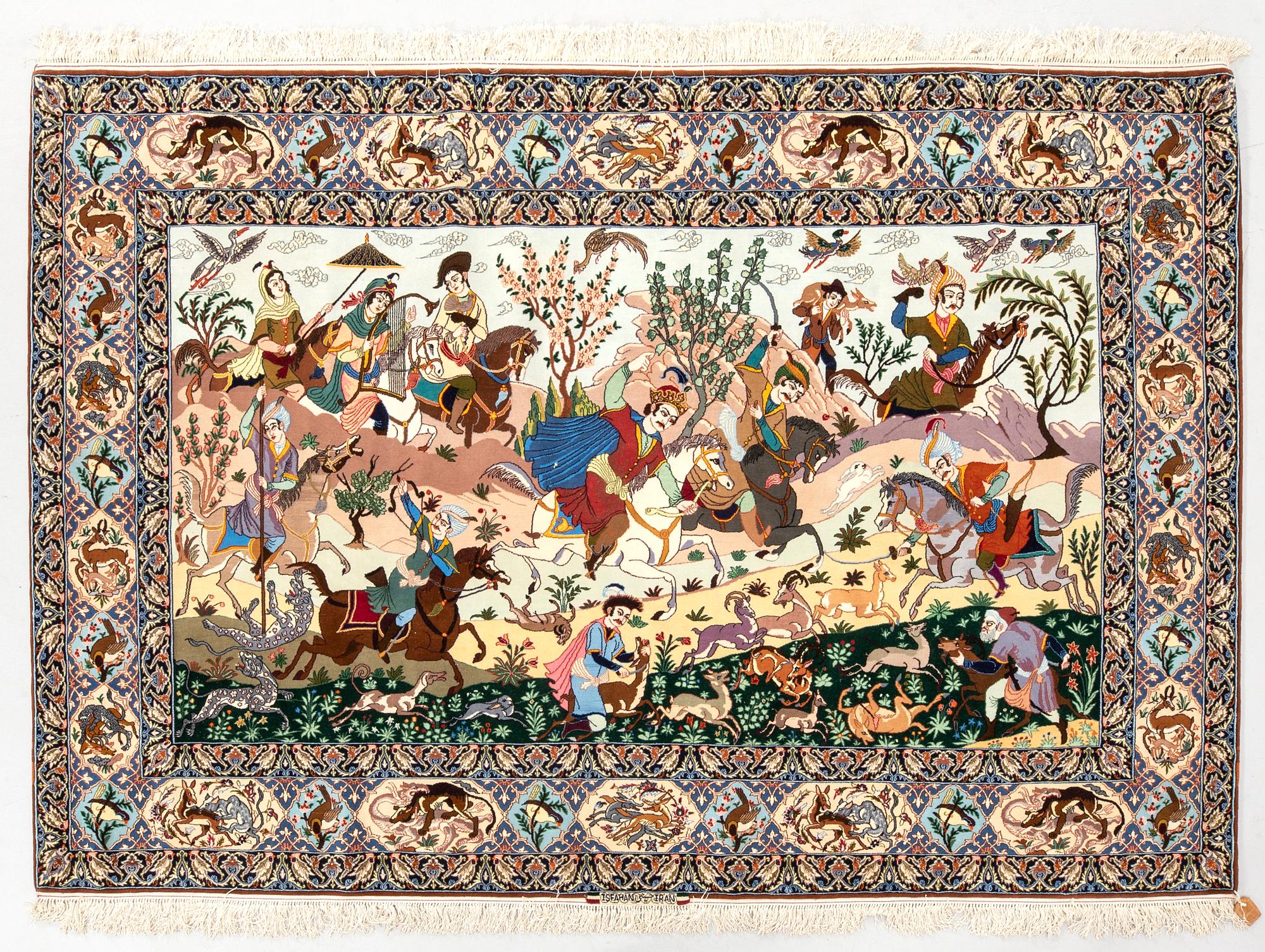 Matta Isfahan old med silkevarp ca 160x235 cm.