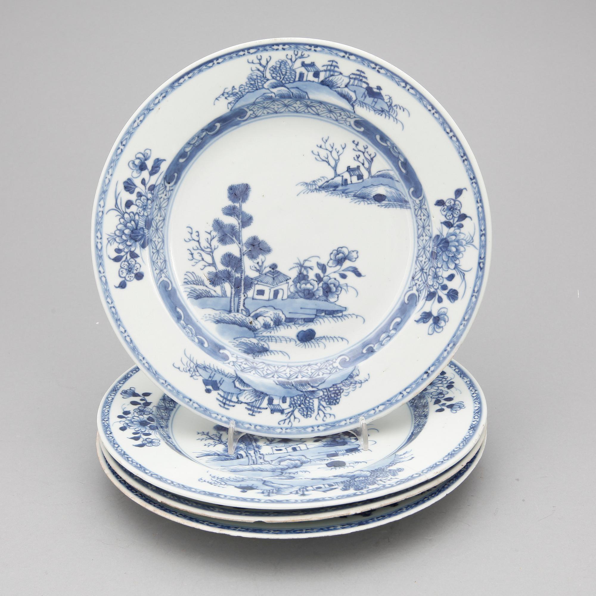 TALLRIKAR, 4 st, Kina, Qian Long, (1736-1795).